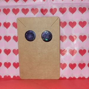 Purple glittery stud earrings
